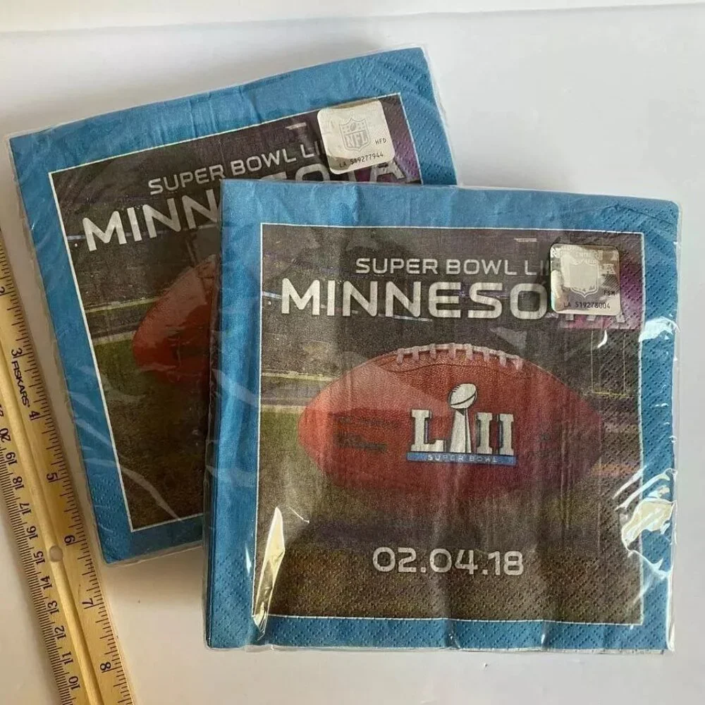Super Bowl LII 2018 Minnesota 16 ct Lunch Napkins Paper Superbowl 52 (2 Packs)
